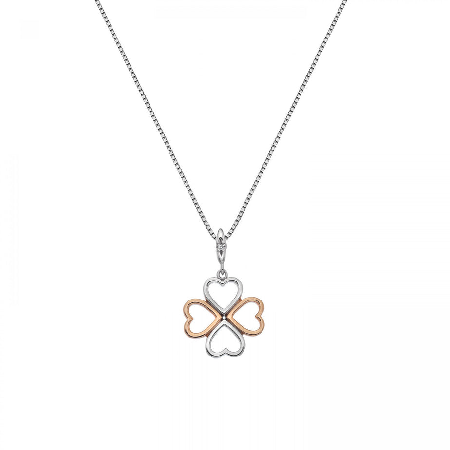 Hot Diamonds Lucky in Love Silver and Rose Gold Pendant