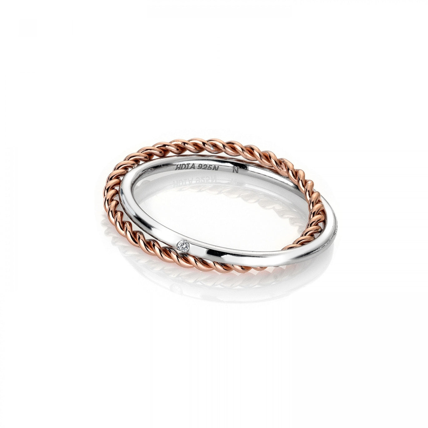 Hot Diamonds Silver and Rose Gold Unity Ring