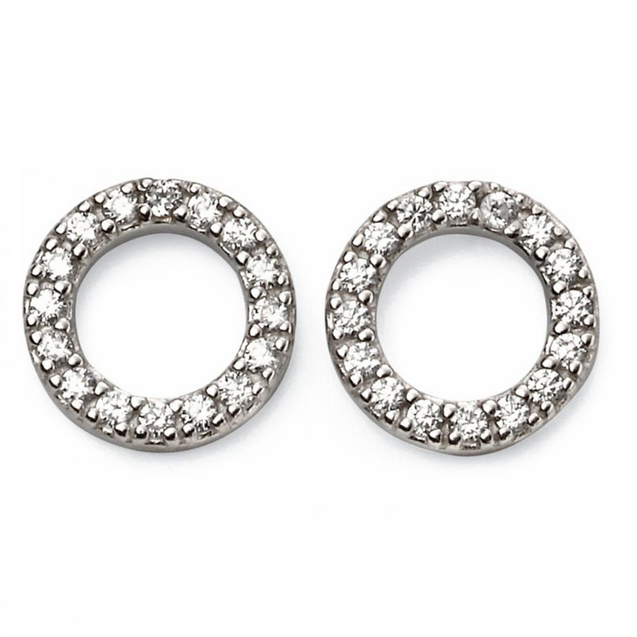 Gecko Sterling Silver Open Disc Pavé Stud Earrings