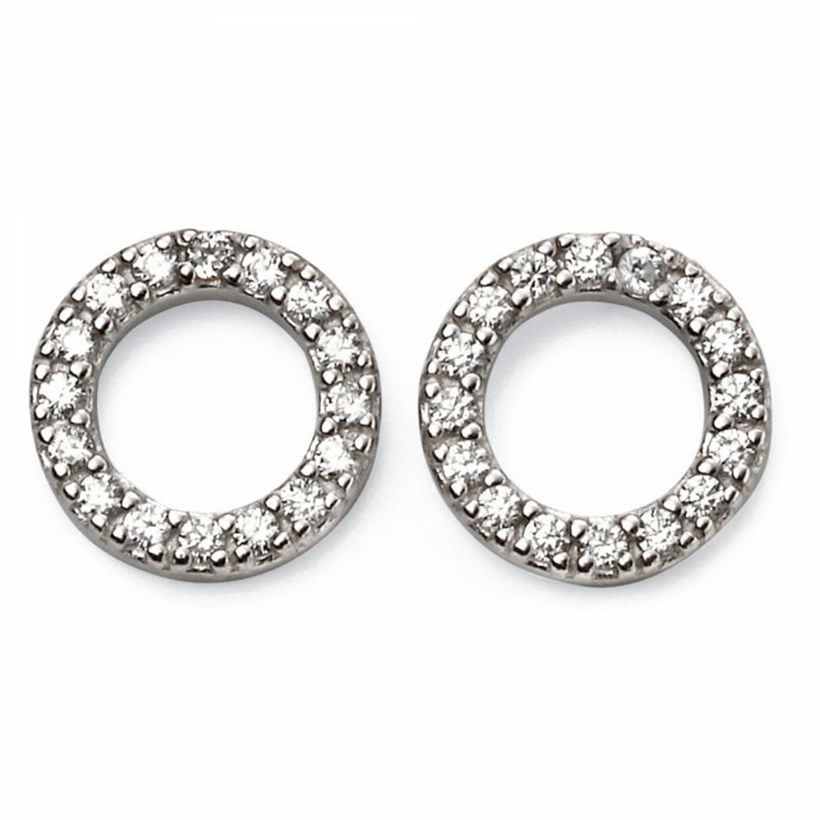 Sterling Silver Open Disc Pavé Stud Earrings