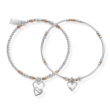 ChloBo Inner Spirit Rose & Silver Double Devotion Set Of 2 Bracelets