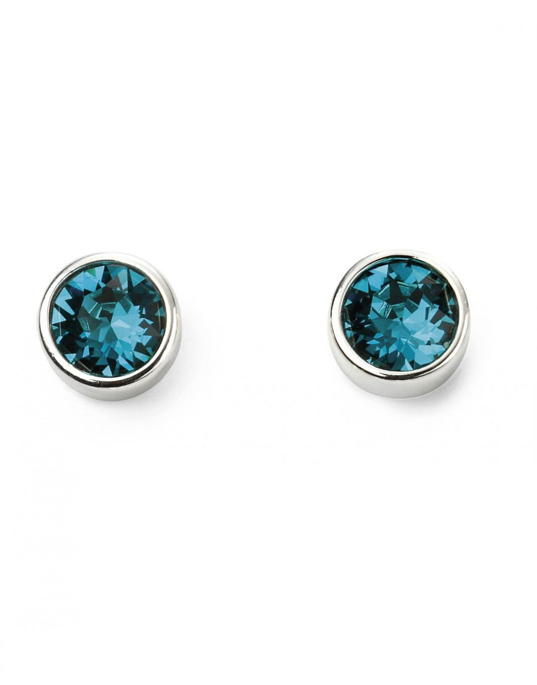 December Birthstone Blue Zircon Crystal Stud Earrings