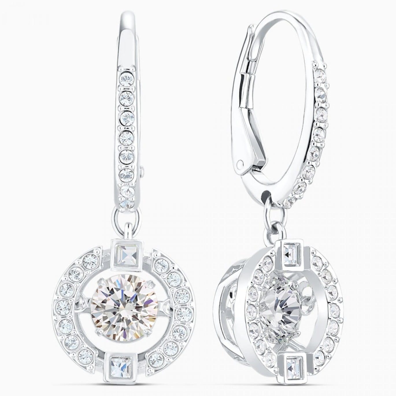 Swarovski Sparkling Dance Pierced Earrings, White, Rhodium Plated