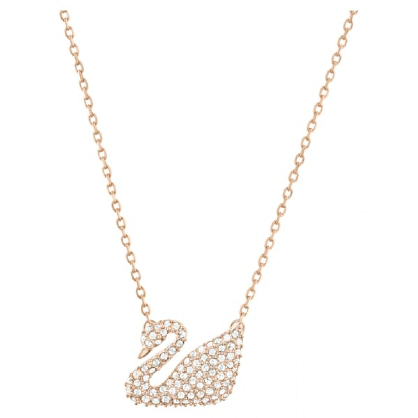 Swarovski Swan Necklace, White, Rose Gold Tone Plated