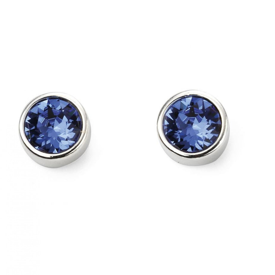 September Birthstone Sapphire Crystal Stud Earrings