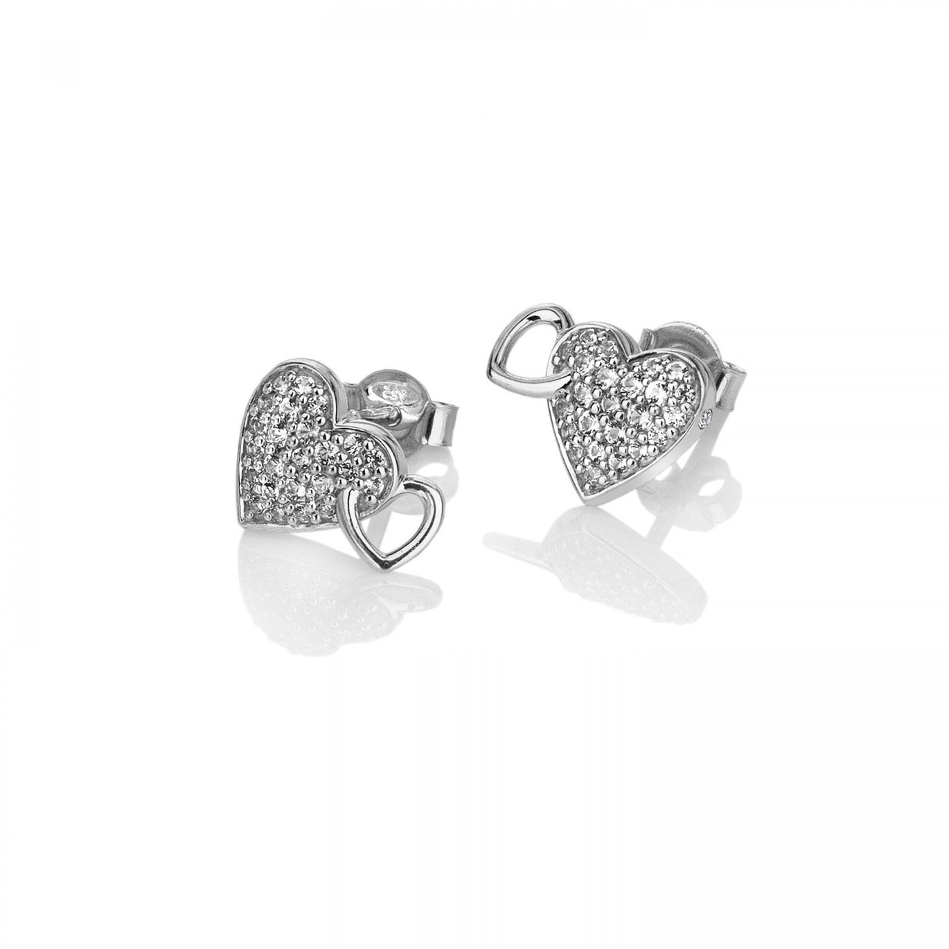 Hot Diamonds Silver Togetherness Solid Heart Stud Earrings