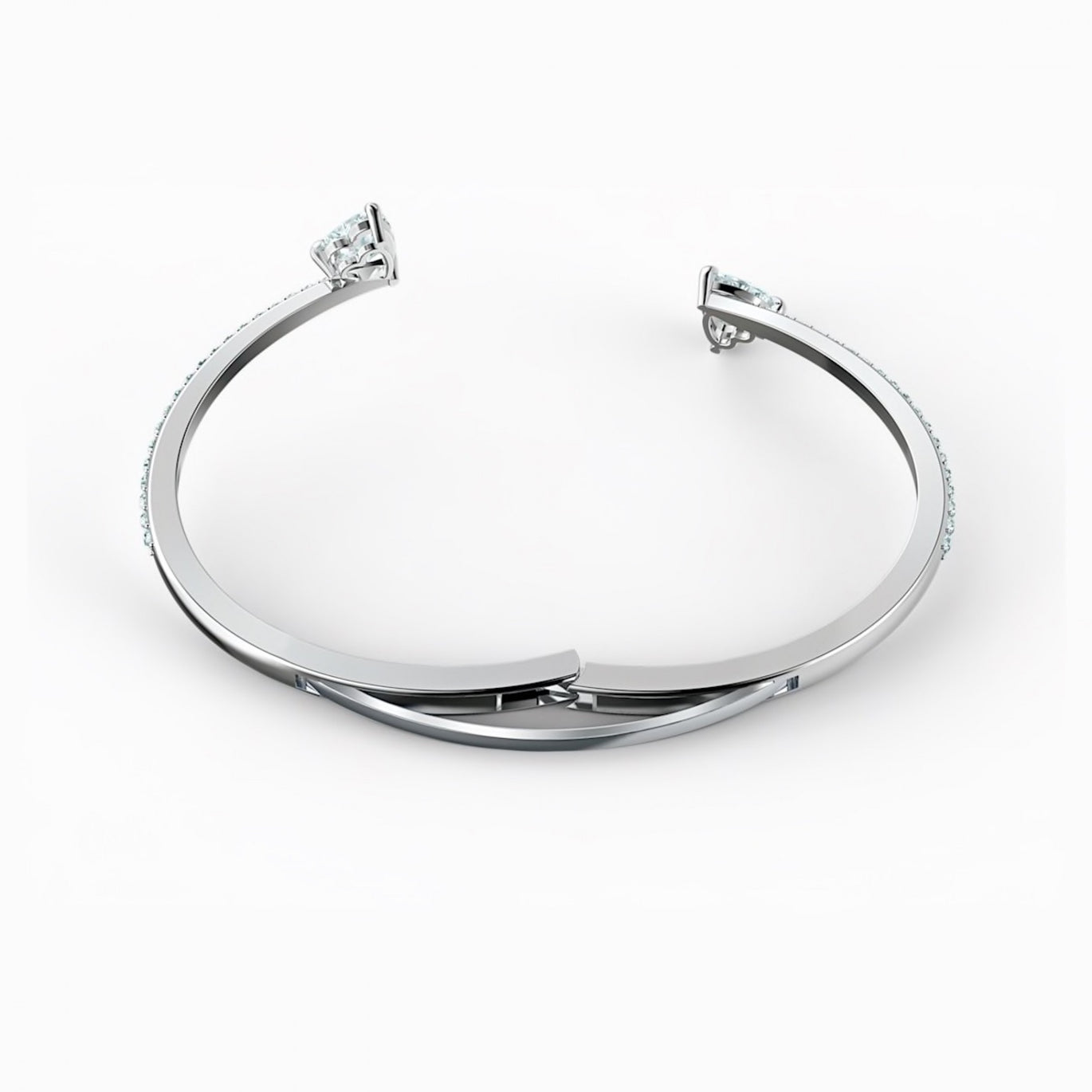 Swarovski Attract Soul Heart Bangle, White, Rhodium Plated