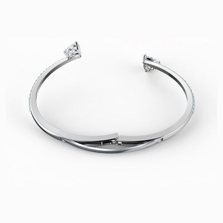 Swarovski Attract Soul Heart Bangle, White, Rhodium Plated