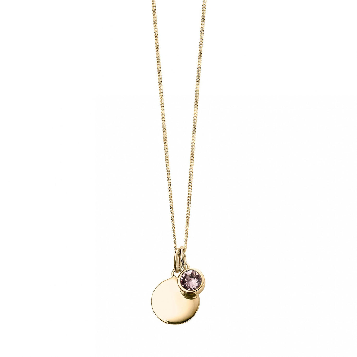 Gold June Birthstone Light Amethyst Crystal Pendant