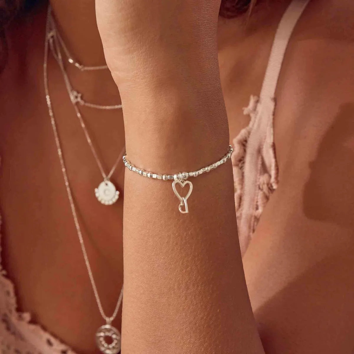 ChloBo Inner Spirit Silver Interlocking Love Heart Bracelet
