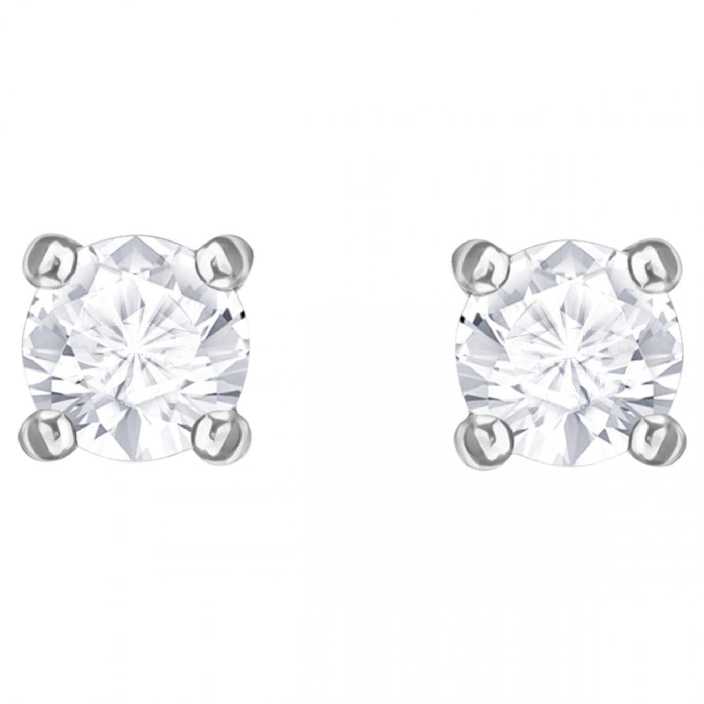 Swarovski Attract Round Pierced Earrings, White, Rhodium Plated