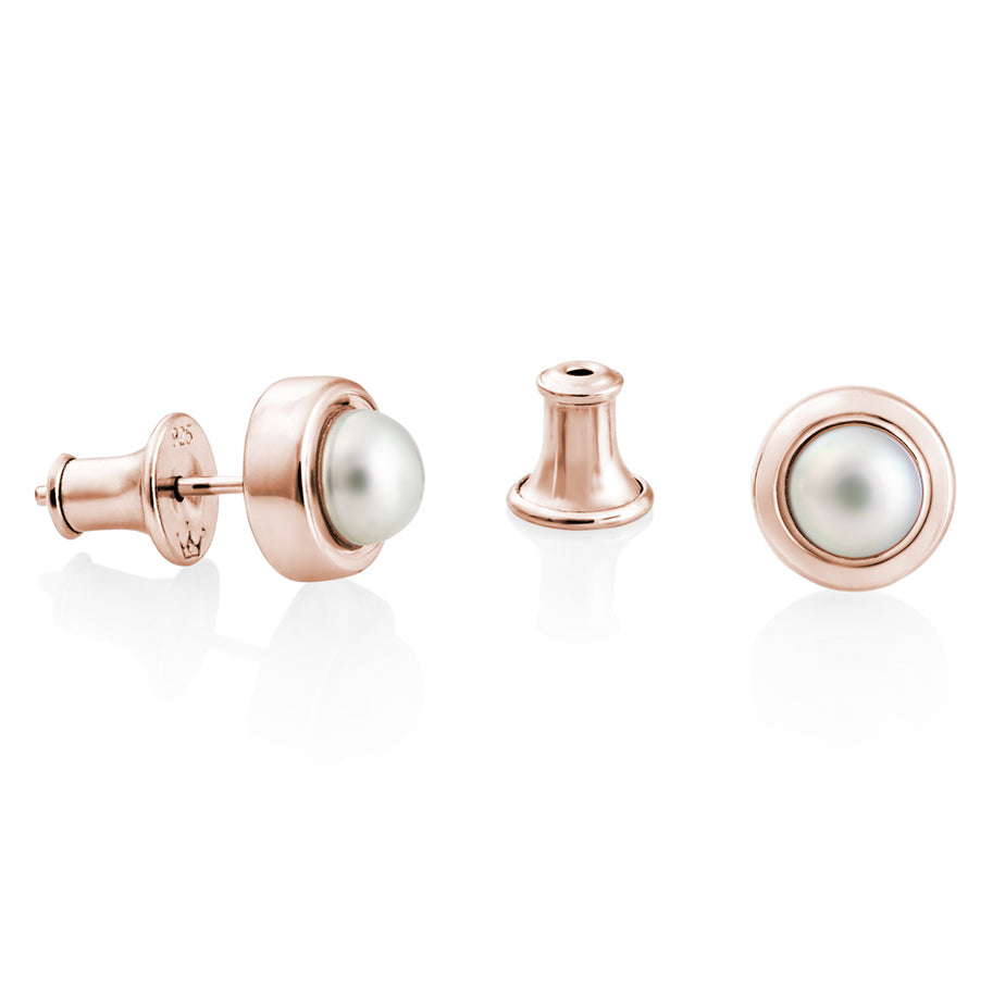 Jersey Pearl Alice Freshwater Pearl Studs Rose Gold