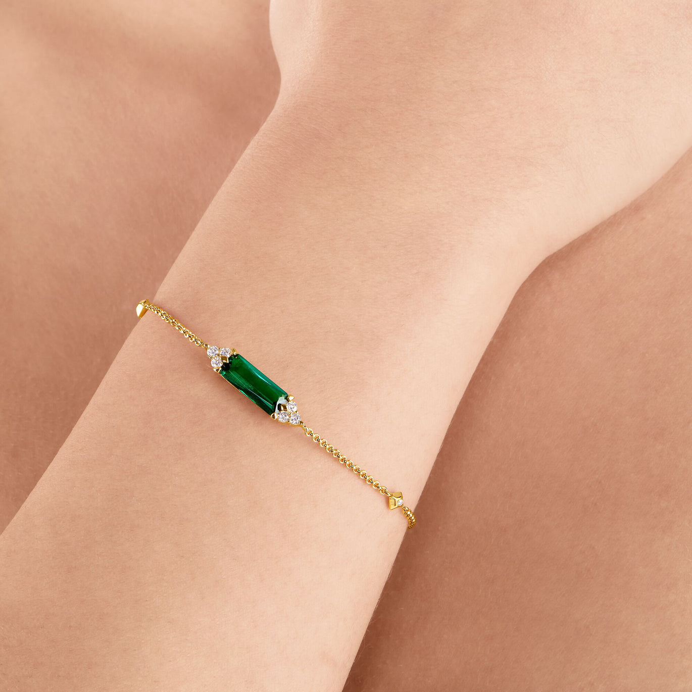 Thomas Sabo Yellow Gold Bracelet with Green stone