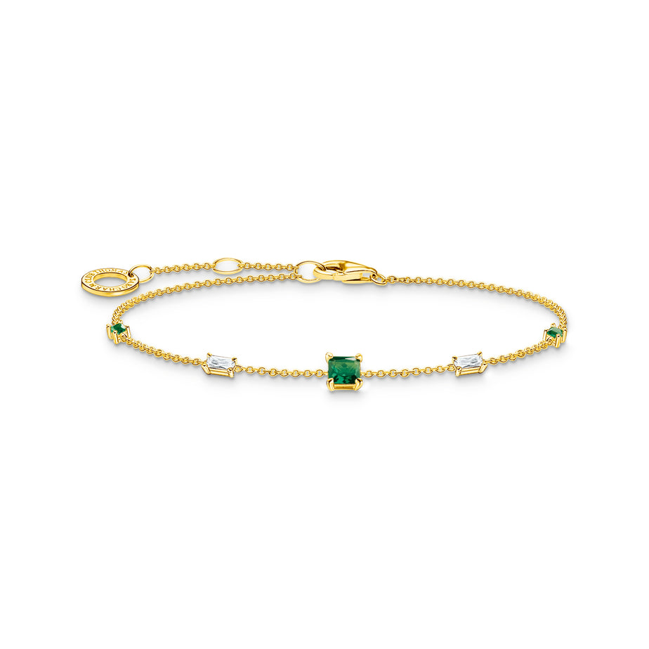 Thomas Sabo Bracelet Gold With Green And White Stones