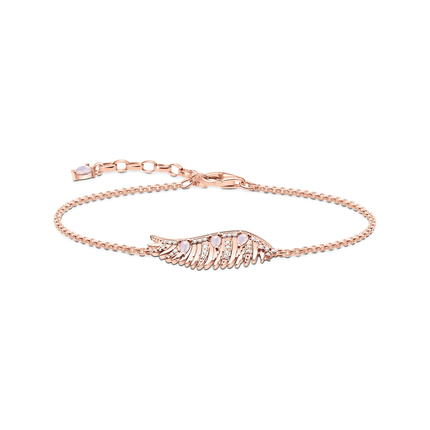 Phoenix Wing Bracelet Rose Gold With Pink Stones