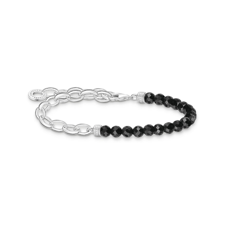 Thomas Sabo Silver Chain Link Bracelet With Black Onyx Beads