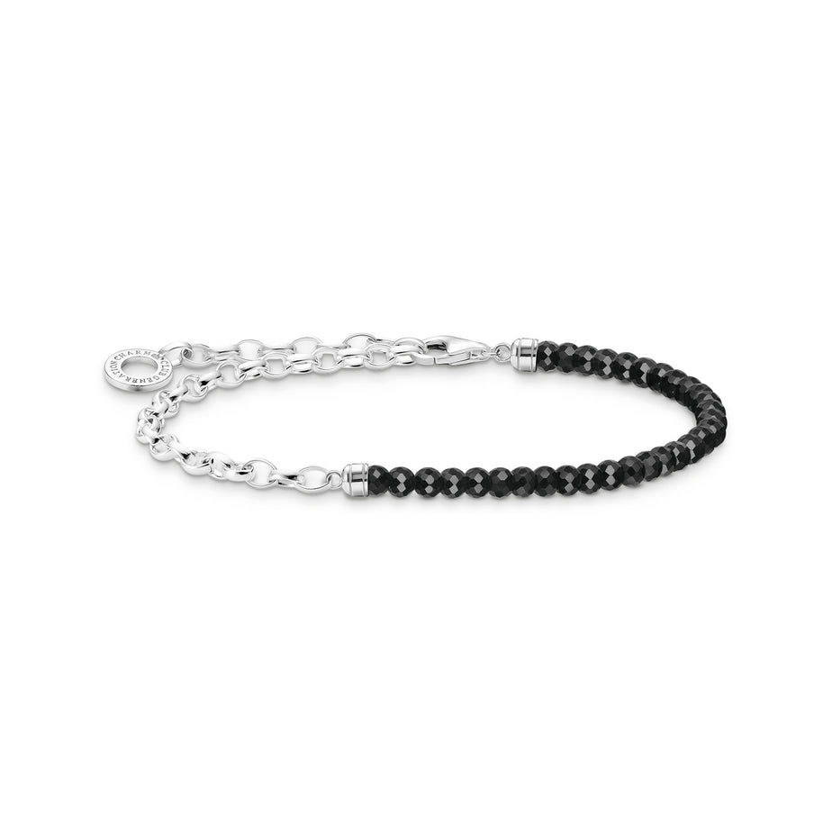 Thomas Sabo Silver Chain Link Bracelet With Black Onyx Beads