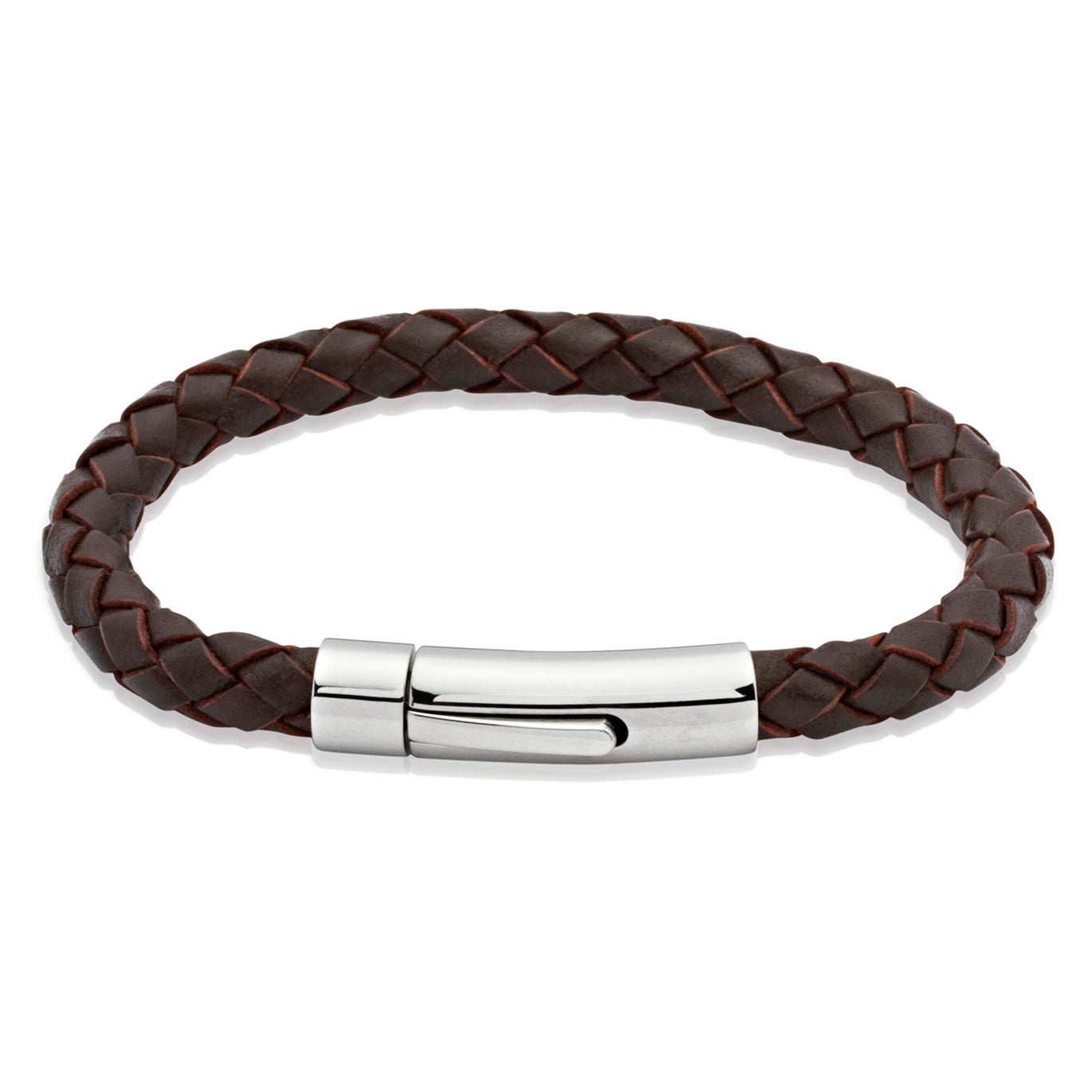 Mens Dark Brown Woven Leather Bracelet