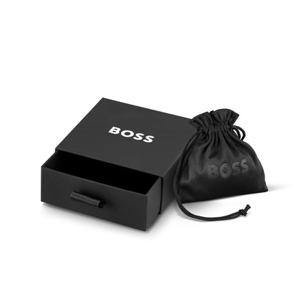 Boss Men's Lander Black Leather Bracelet