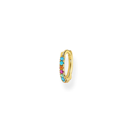 Thomas Sabo Gold Single Hoop Earring with Colourful Stones
