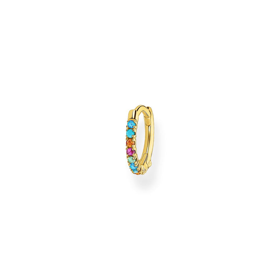 Thomas Sabo Gold Single Hoop Earring with Colourful Stones