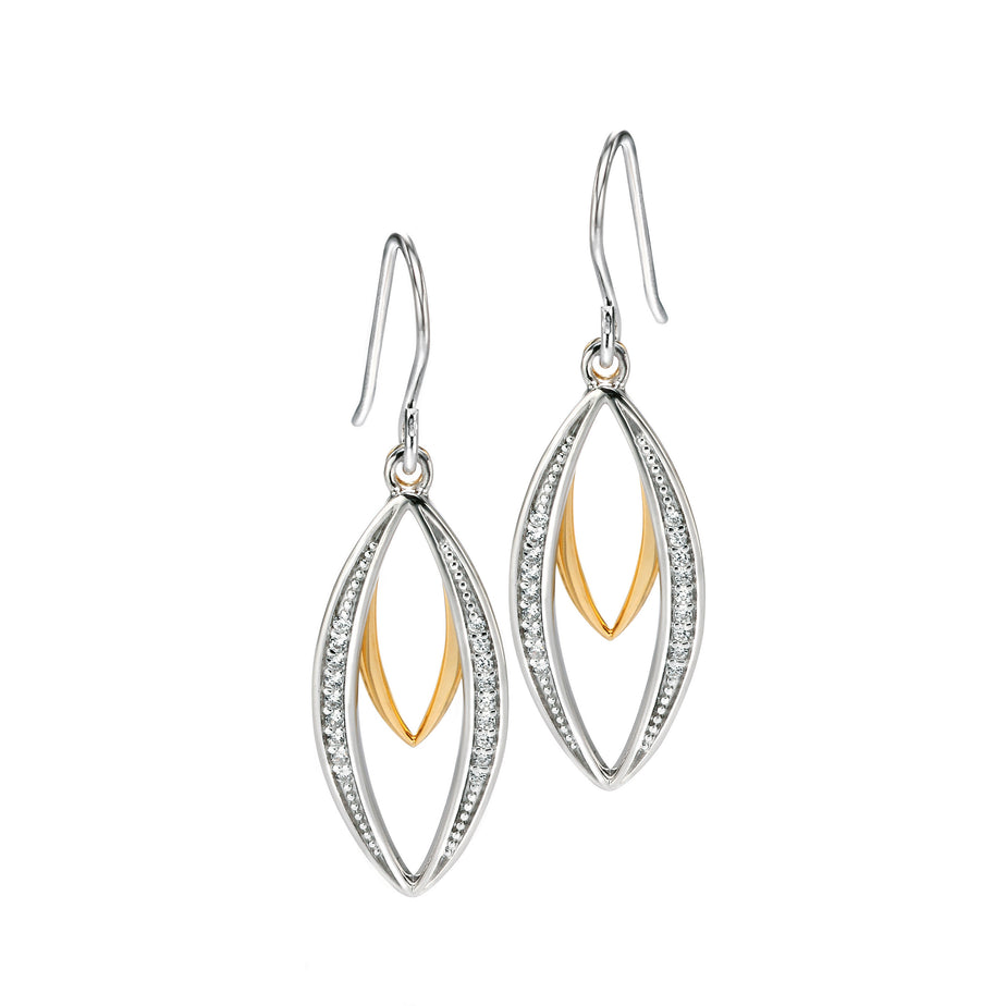 Fiorelli Silver and Gold Pave Marquise Earrings