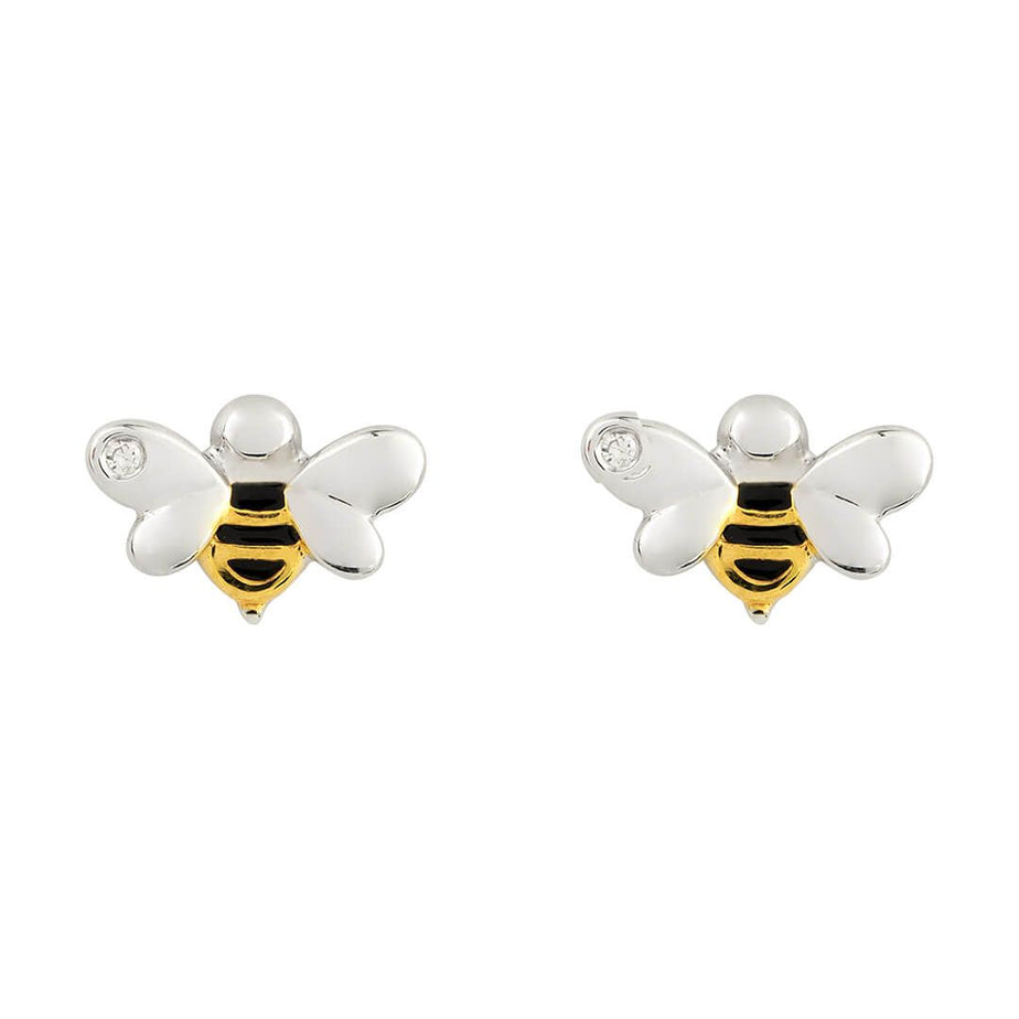 D for Diamond Bee stud earrings
