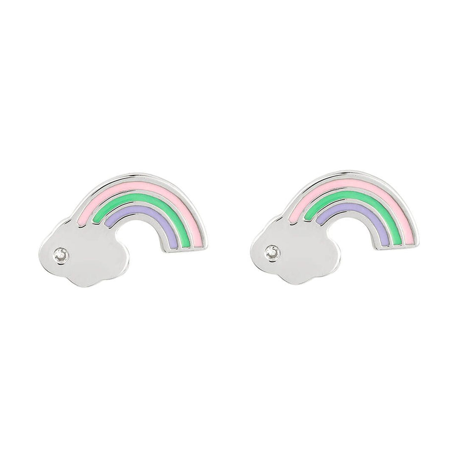 D for Diamond Rainbow Stud Earrings