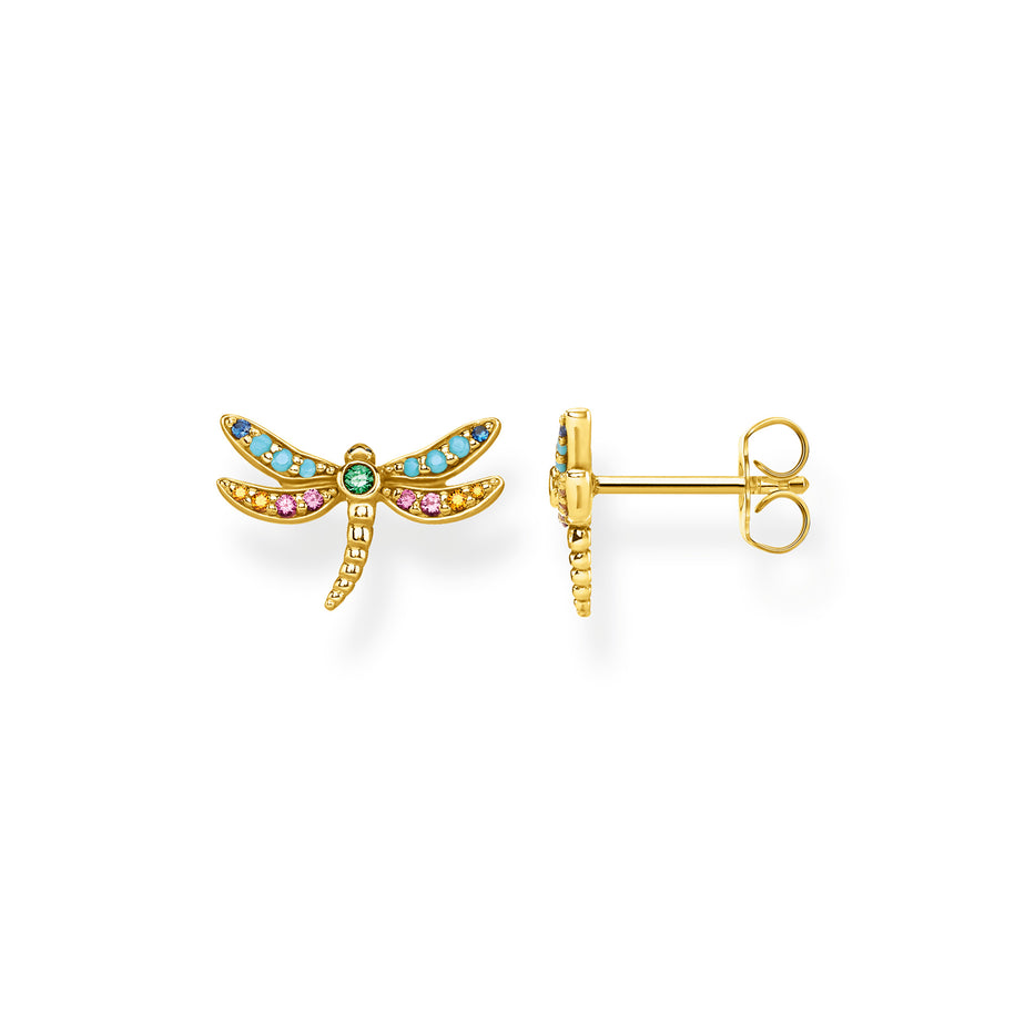Thomas Sabo Multi-coloured Gold Dragonfly Earrings
