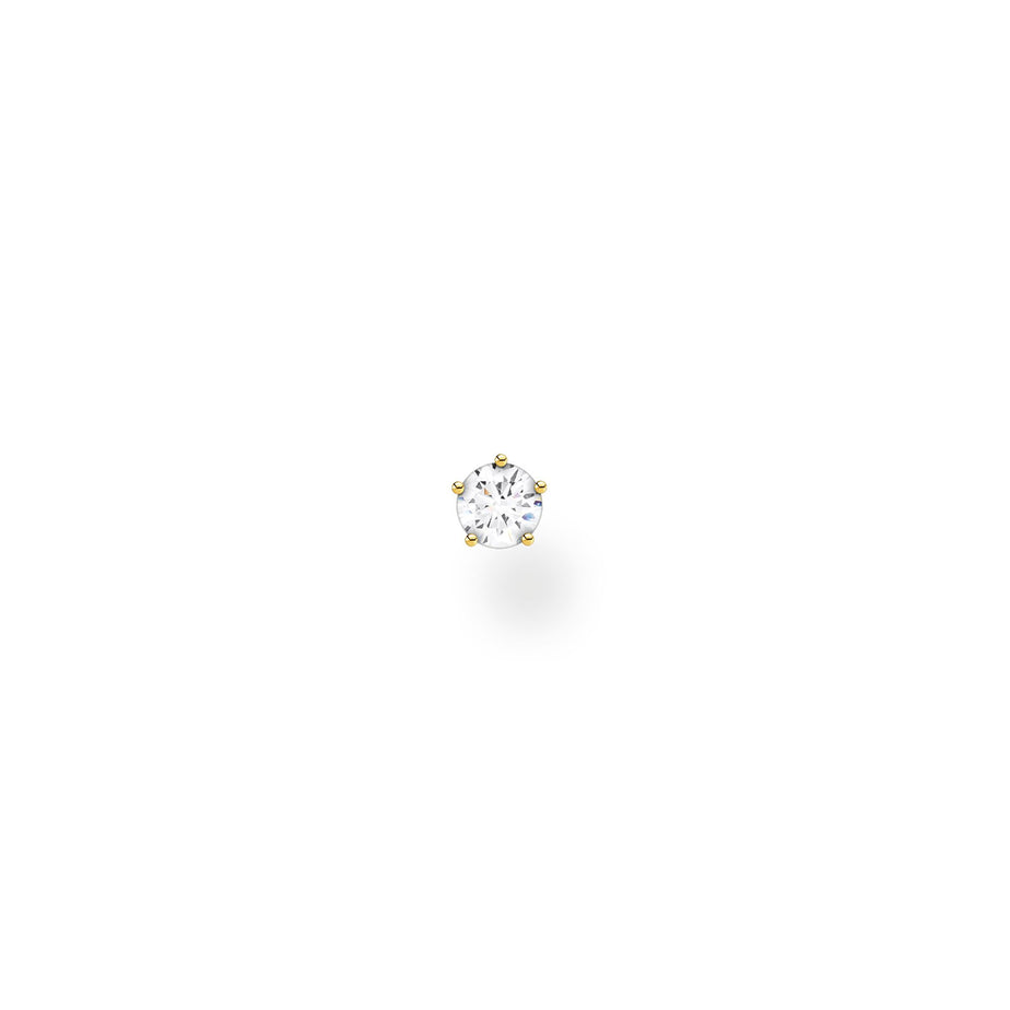 Thomas Sabo Single Ear Stud White Stone Small Yellow Gold