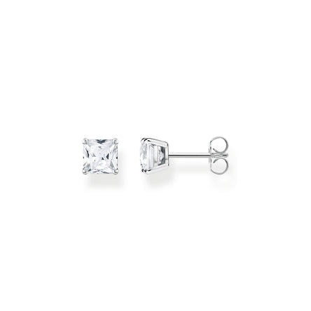 Thomas Sabo Silver Square Earrings with White Stones