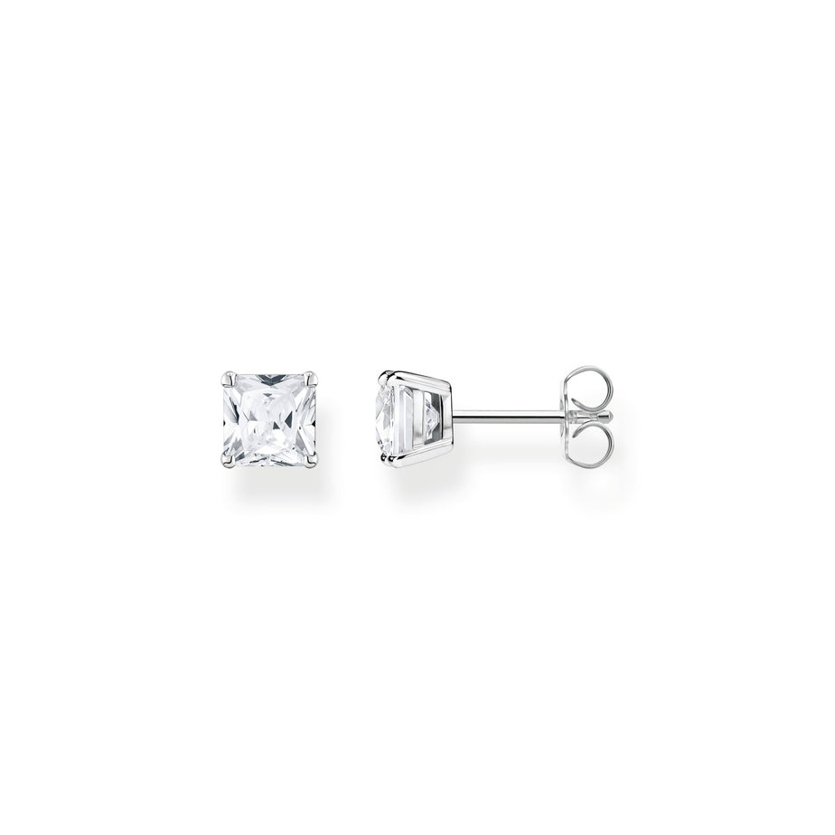 Thomas Sabo Silver Square Earrings with White Stones