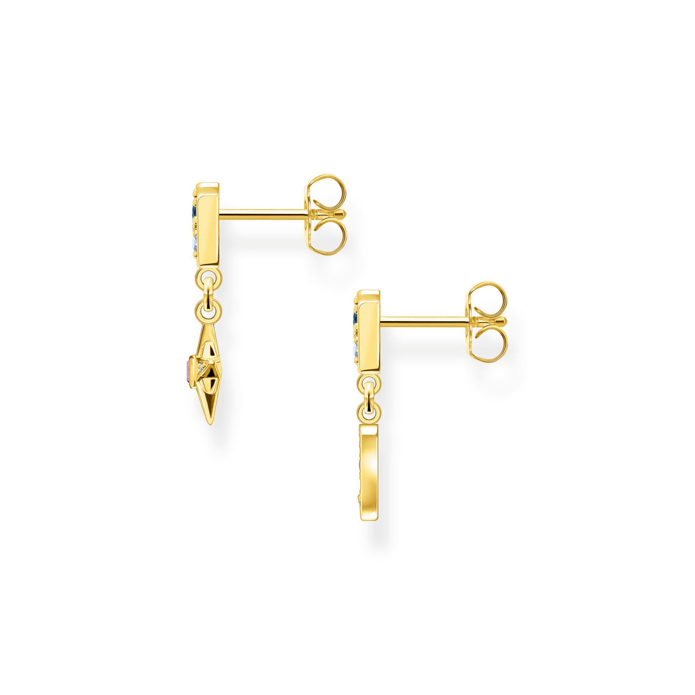 Thomas Sabo Royalty Star and Moon Drop Earrings Yellow Gold