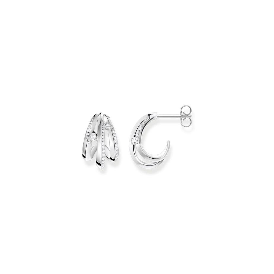 Thomas Sabo Wave with White Stone Hoop Earrings