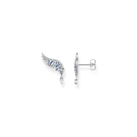 Phoenix Ear studs Silver With Blue Stones