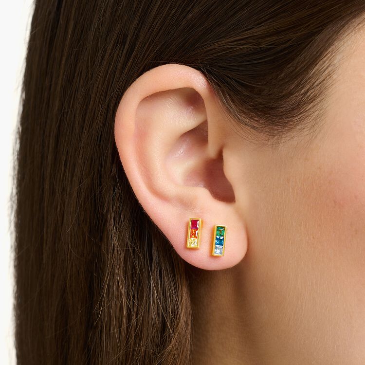Thomas Sabo Golden Ear Studs With Colourful Stones