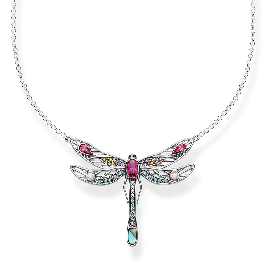 Thomas Sabo Multi-coloured Silver Large Dragonfly Necklace