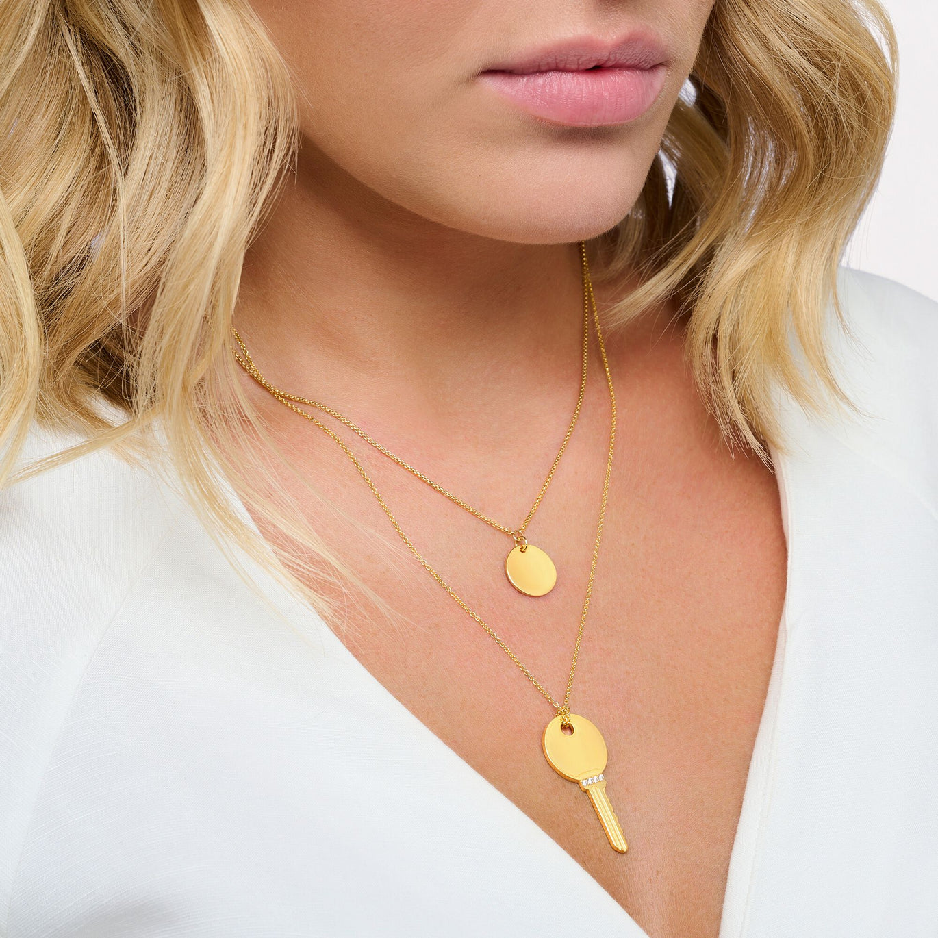 Solid gold sales disc necklace