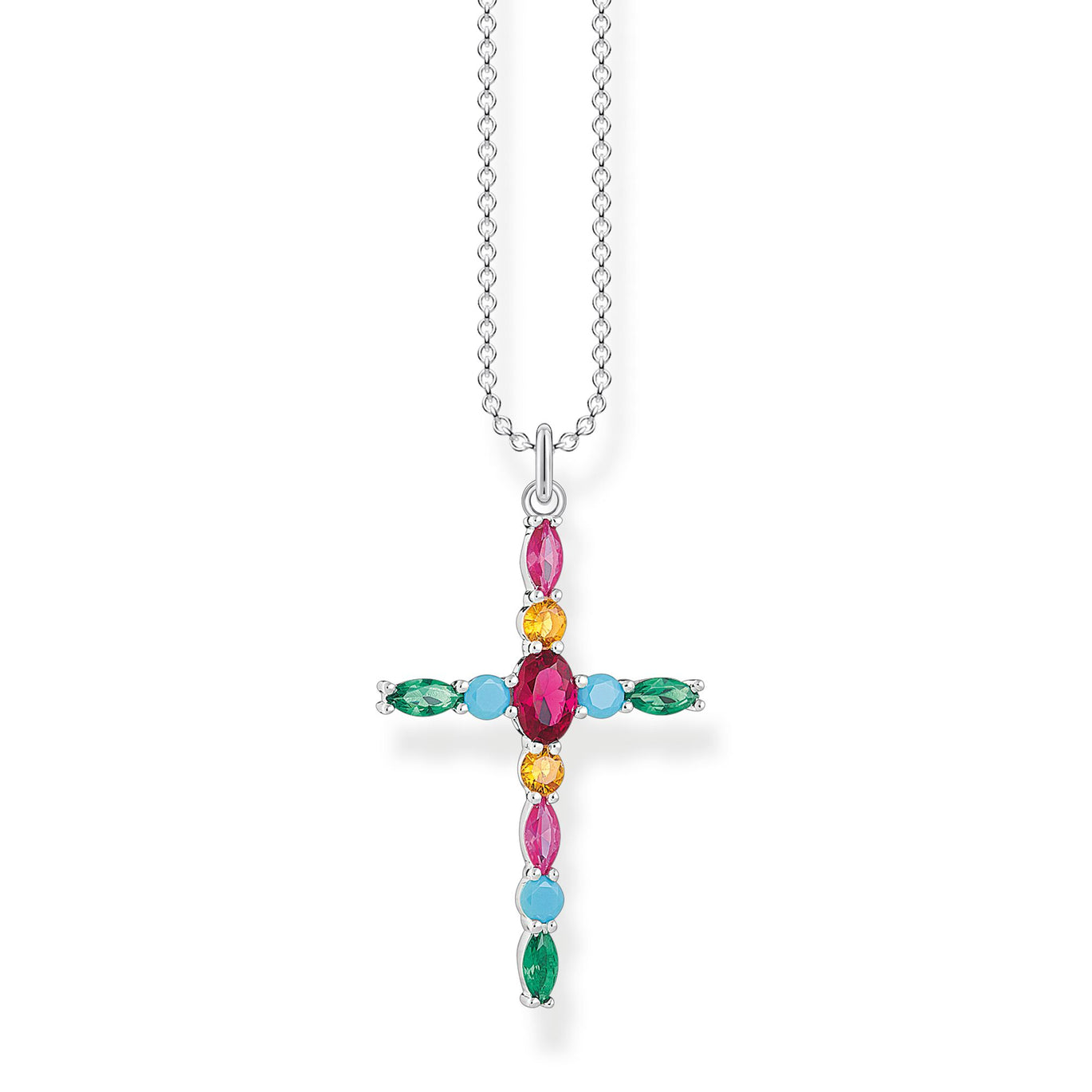 Thomas Sabo Colourful Stones Cross Necklace