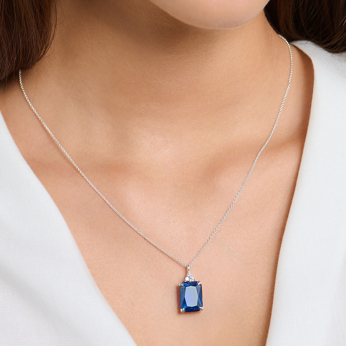 Thomas Sabo Blue Stone Necklace with White Cubic Zirconia