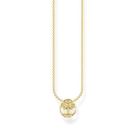 Thomas Sabo Tree of Love with White Stones Necklace Yellow Gold