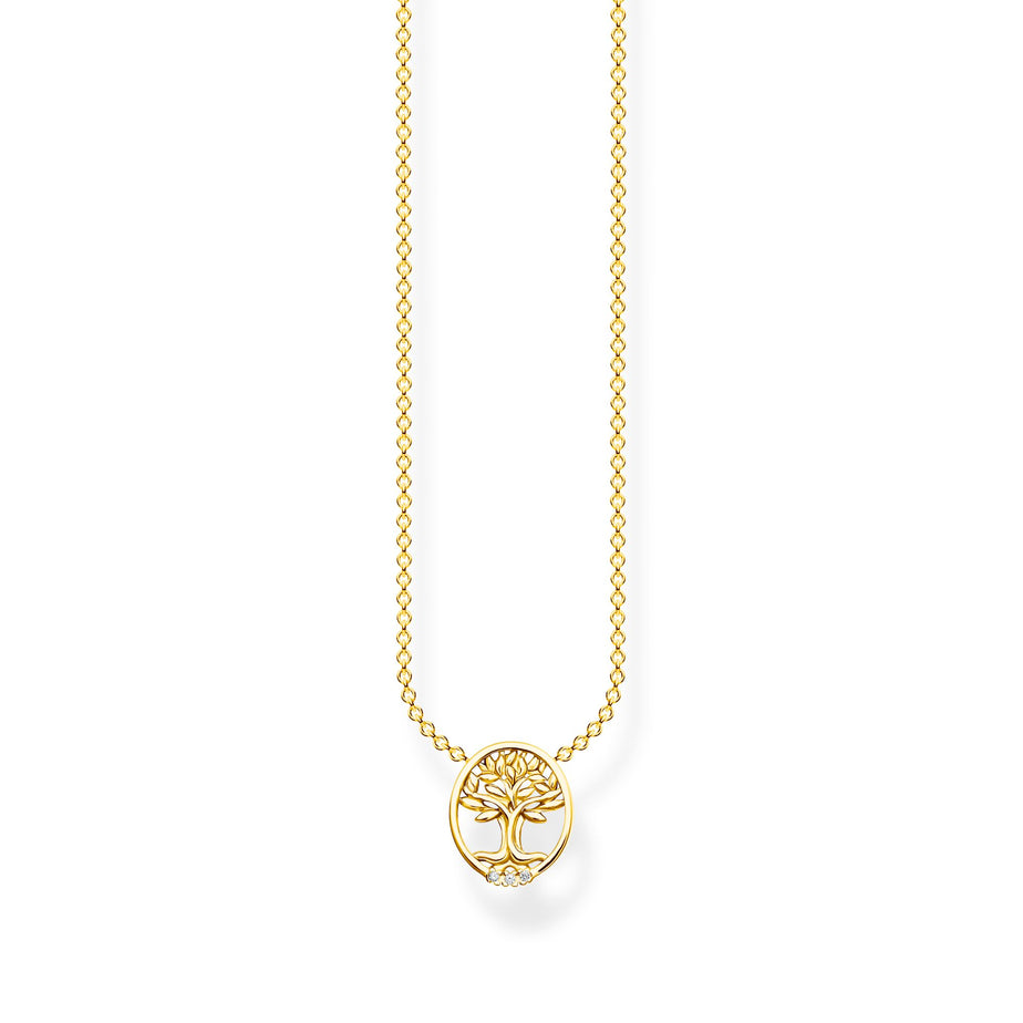 Thomas Sabo Tree of Love with White Stones Necklace Yellow Gold
