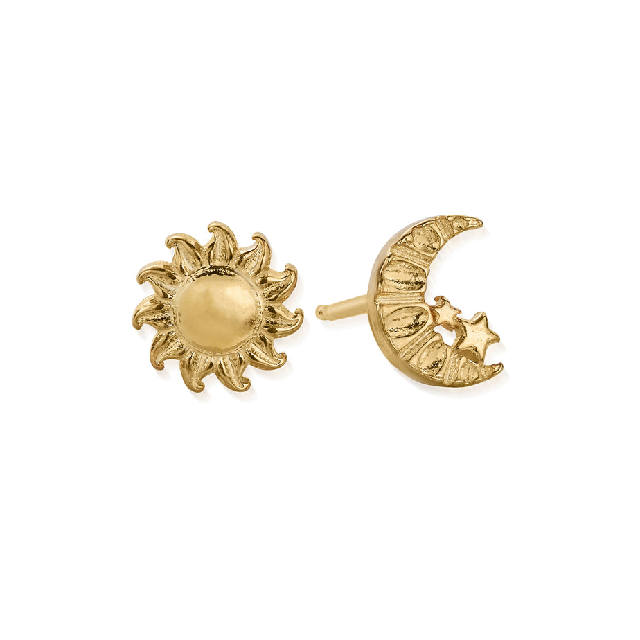 ChloBo Moon And Sun Stud Earrings Gold