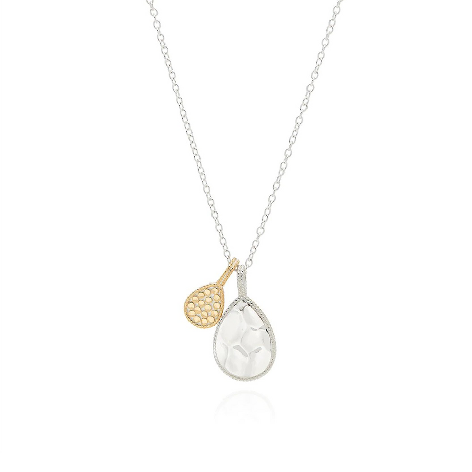 Anna Beck Hammered Dotty Double Pendant - Silver & Gold