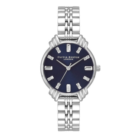 Olivia Burton Art Deco Blue & Silver Bracelet Watch