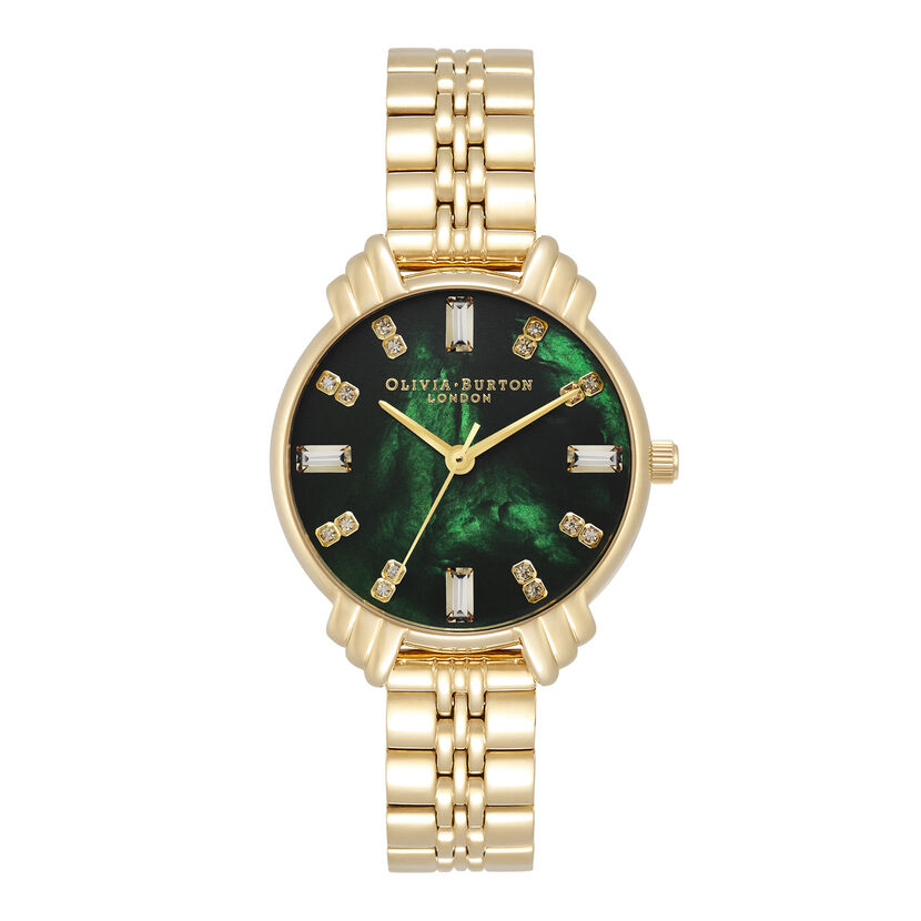 Olivia Burton Art Deco Emerald & Gold Bracelet watch