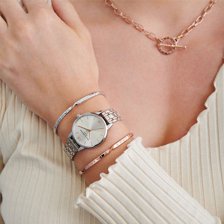 Olivia Burton Midi Dial Silver & Pale Rose Gold Watch