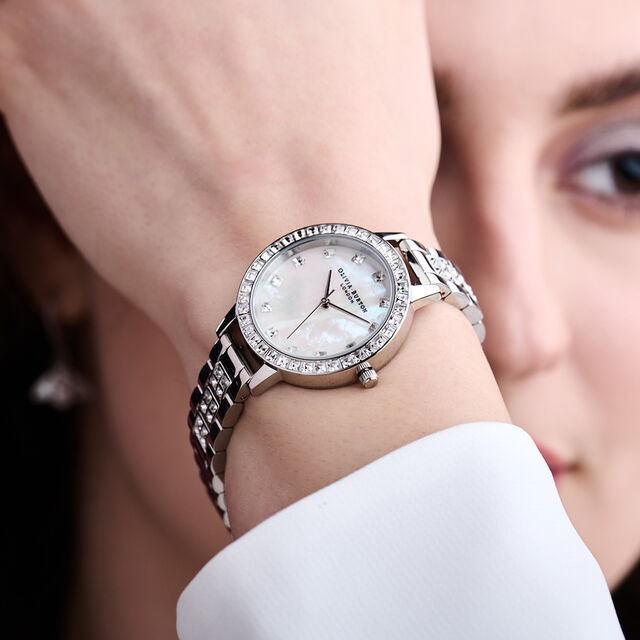 Olivia Burton Treasure Demi Dial, Crystal & Silver Bracelet Watch