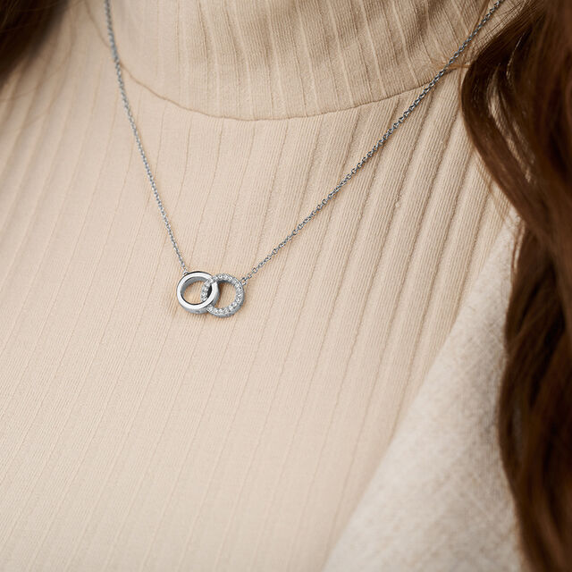 Olivia Burton Classic Bejewelled Interlink Necklace Silver