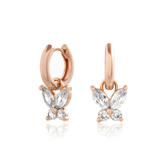 Olivia Burton Sparkle Butterfly Marquise Butterfly Huggie Hoops Rose Gold